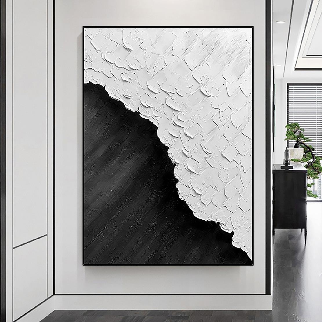 ブラック ホワイト ビーチ ウェーブ サンド 09 by Palette Knife 壁装飾油絵